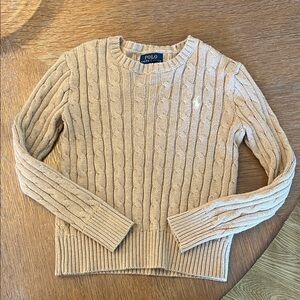 Polo by Ralph Lauren Girls Cable Knit Sweater - Tan